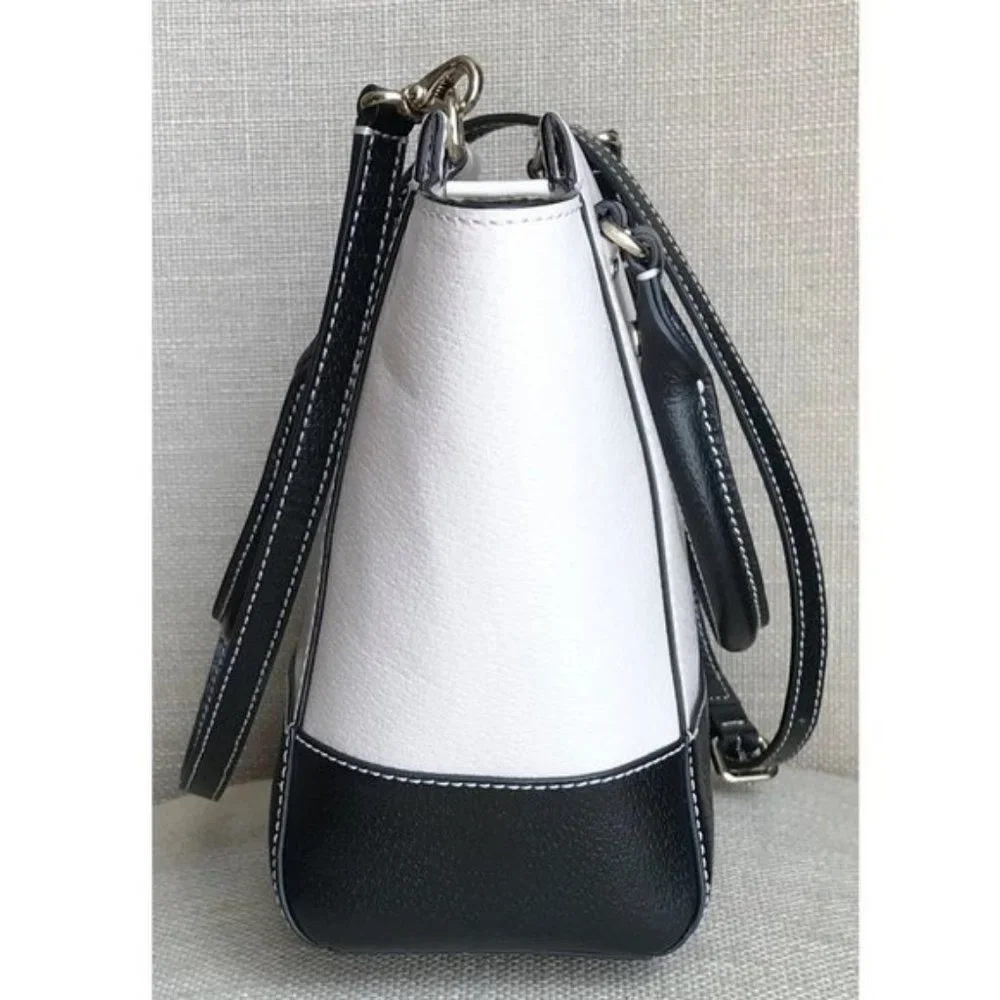 Kate Spade Black And Cement (Off White) Leather Satchel Crossbody Satchel Purse